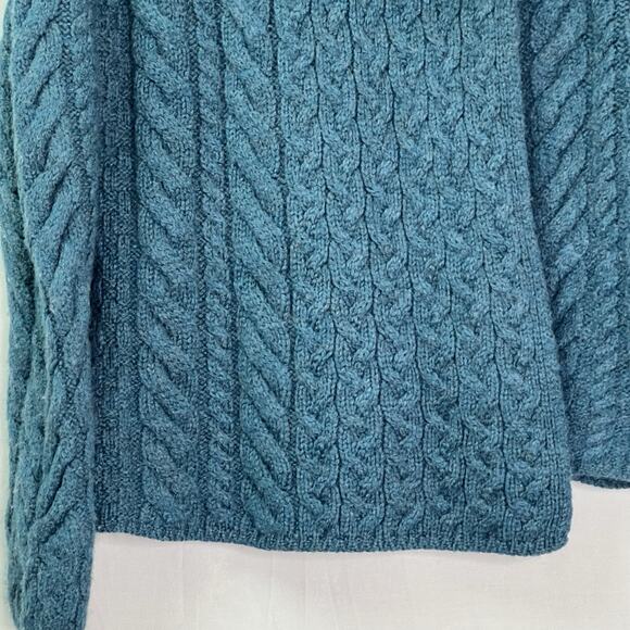 Women's Blue Cable Knit Cardigan - Picture 3 of 11